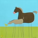 Green Frog Art 6X6 Canvas Gallery Wrapped Art, Stick-Leg Horse