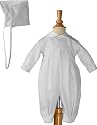 Pleated Boys Christening Baptism Coverall with Embroidered Shamrock Cluster and Hat, 03