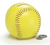Yellow Ceramic Softball Piggy Bank Great Gift Idea