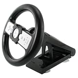 Premium Controller Steering Wheel w/ Stand for Nintendo Wii Remote Control, Black