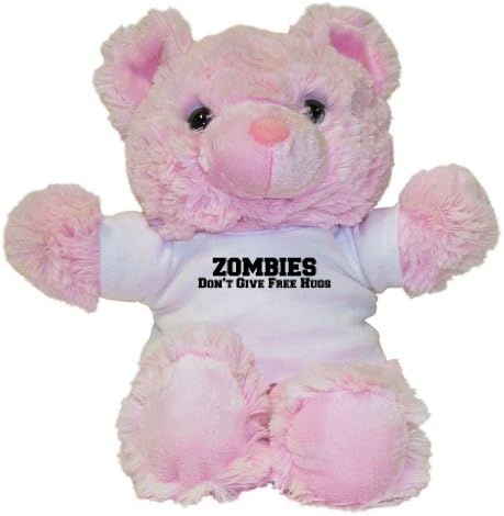 Mashed Bears Zombies Don't Give Free Hugs Plush Teddy Bear With Printed T-Shirt (Pink)