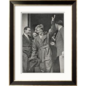Amelia Earhart at Hanworth after the First Woman's Atlantic Flight W-E Framed Art Poster Print, 27x33