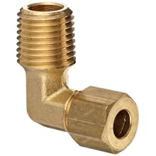 Dixon 169C-0404 Brass Compression Tube Fitting, Elbow, 1/4" Tube OD x 1/4" NPTF Male