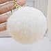 Cy3Lf Gold Plated Keychain Cute Genuine Rabbit Fur Ball Pom Pom Keychain for Car Key Ring Handbag Tote Bag Pendant Charm White