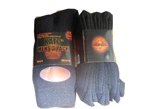 6 Pairs mens 1.9 TOG thrmal socks.black colours