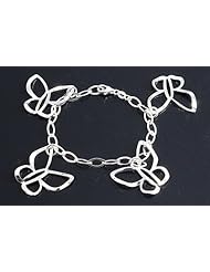 Sterling Silver Abstract Butterfly Italian Charms Bracelet