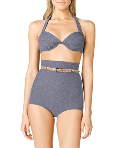 Michael Kors Collection High Waist Bra Top Indigo Bikini w/ Belt