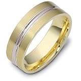 Custom 7mm 18 Karat Gold and Platinum Comfort Fit Wedding Band Ring