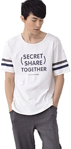 Mingxin Couple's Men's Pure Cotton Summer Sleepwear Pajamas Set Shirt Pants