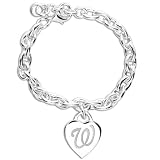 MLB Washington Nationals Ladies Silver Heart Charm Bracelet