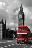 London Red Bus Travel Poster Print, 61x92 cm