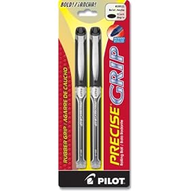 Pilot Precise Grip Liquid Ink Rolling Ball Pen, Bold Point, 2-Pack, Black Ink (28921)