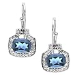 14K White Gold London Blue Topaz and Diamond Earrings