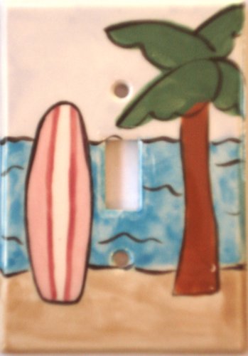 Ceramic Switch Plate Cover: Pink Surfboard