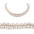 Double Strand 17-18 Inches 7-8mm White Oval Shape Freshwater Cultured Pearl Necklace