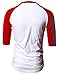 TL Men's Basic Crew Neck Cotton 3/4 sleeve Essentail Raglan Baseball Tee Shirts (XLARGE, RED_WHITE)