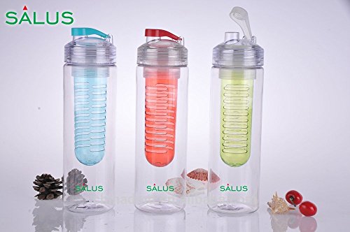 SALUS Infusion Water Bottle, Tritan Fruit Infuser for Naturally Flavored Fresh Drinking Water, Multi-Purpose Flip-top BPA-FREE, 25 Oz (750 ml)