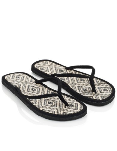 Accessorize Womens Monochrome Raffia Seagrass Flip Flops