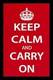 Keep Calm and Carry On (Motivational, Red) Framed Art Poster Print - 13 X 19