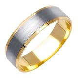 18K Two Tone Gold and White Wedding Band Width 6.0mm