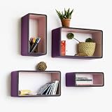 Trista - [Purple Mood] Rectangle Leather Wall Shelf / Bookshelf / Floating Shelf (Set of 4)