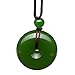 Parma77 Donut Green Jade Pendant Necklace Jewelry Lucky Protection Powers Amulet