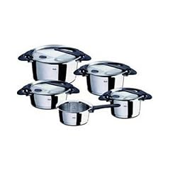 Fissler 1611405000 Topfset Intensa 5-teilig, schwarze Griffe silber