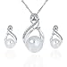 New Jewelry Set Necklace Earrings with Pearl Accents Rhinestone Chain 40cm Extender 5cm