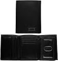 Fossil Mens Leather Trifold Wallet - Chicago Extra Capacity Trifold (Color: Black)