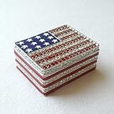 American Flag! USA Patriotic Box Swarovski Crystals 24K Gold Jewelry, Trinket or Pill Box