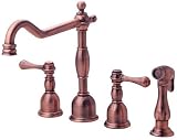 Danze Opulence Double-Handle Kitchen Faucet with Lever Handles and Spray, Antique Copper #D414357AC