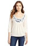 Lucky Brand Womens Grace Emb Bib Top