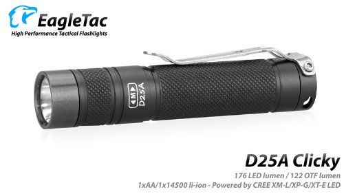 EagleTac D25A Clicky CREE Cool White XM-L U2 LED Compact Flashlight 