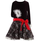 Rare Editions Infant Holiday Marabou Christmas Girls Dress 12-24M