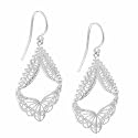 Sterling Silver Delicate Filigree Angel Wings Chandelier Earrings