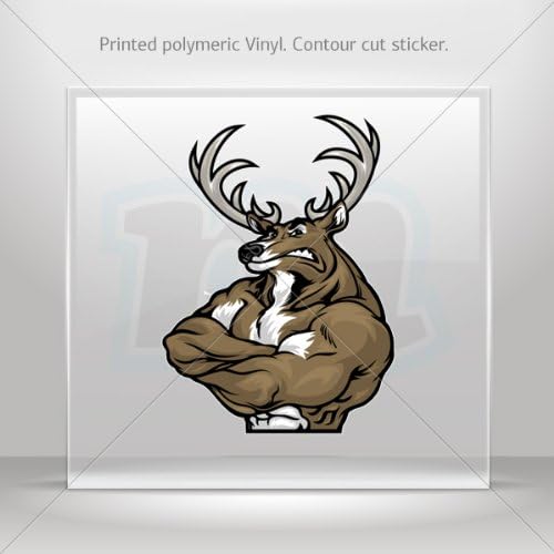 Decals Stickers Angry Male Deer muscle car helmet window bike Garage door 6 X 4.4 Inches Vinyl color print 0600 W9X3X