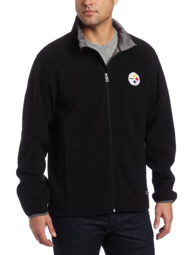 NFL Men's Pittsburgh Steelers Safety Blitz III Long Sleeve Full-Zip Performance Bonded Jacket (Black/Storm Gray, X-Large)
