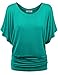 Amstt Womens Pure Color Short Sleeve Boat Neck Dolman Drape Tunics Top