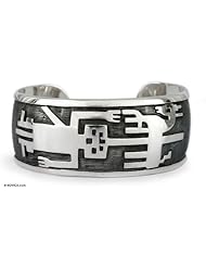 Sterling silver cuff bracelet, Mapuche Warrior