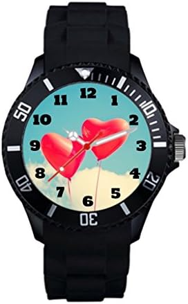 Lgtbg Plastic Wristwatch Love Heart Shaped Balloons Black One size