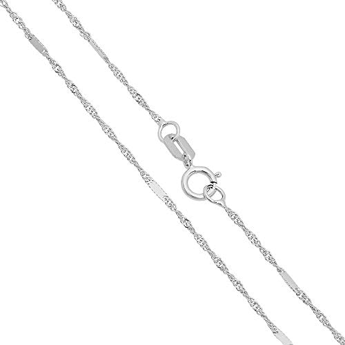 14 K Solid Yellow &amp; White Gold Italy 1mm Singapore Mirror Rope Chain Necklace,18â€