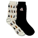 HERE KITTY KITTY CATS 2 PAIR TAN & BLACK SOCKS