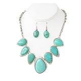Chunky Turquoise Stone Necklace and Earring Set