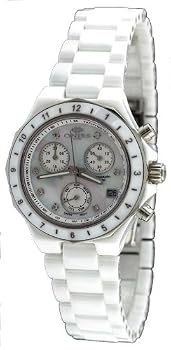 Oniss #ON8203-L Women's White Ceramic Chronograph Watch