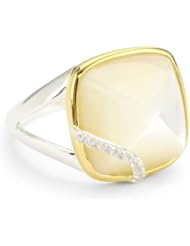 Kara Ross "Sugarloaf" Mother-Of-Pearl with Arc of White Sapphires Small Ring, Size 7