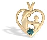 14K Yellow Gold Round Created Alexandrite Mother with Child Pendant