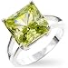 Gemstone CZ Rings - 8 Carat Princess Cut Peridot Solitaire CZ Ring