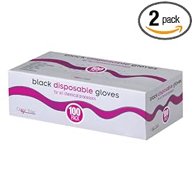 SBS Color Trak Black Disposable Gloves, 100ct Box (Pack of 2)