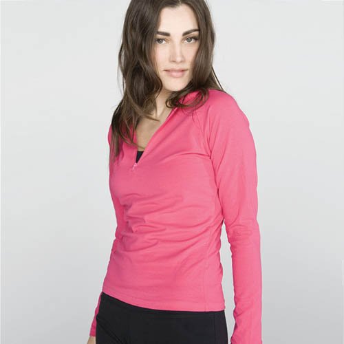 Bella Ladies Cotton/Spandex Half Zip Hooded Pullover