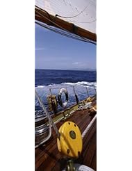 Detail of the mainsheet block of a wooden sailboat in the sea Poster Print by Panoramic Images (9 x 27)